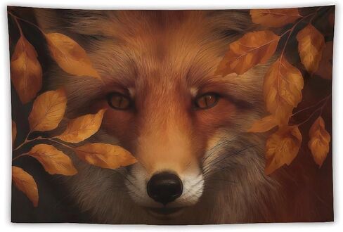 JYOUQOC Fox Animal Autumn Leaves Tapestry Wall Hanging Large Wall Art Decor Flag Backdrop for Bedroom Living Room Dorm 40"×60" in Saudi Arabia