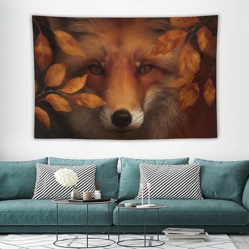 JYOUQOC Fox Animal Autumn Leaves Tapestry Wall Hanging Large Wall Art Decor Flag Backdrop for Bedroom Living Room Dorm 40"×60" in Saudi Arabia