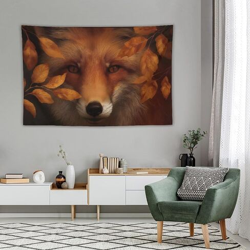 JYOUQOC Fox Animal Autumn Leaves Tapestry Wall Hanging Large Wall Art Decor Flag Backdrop for Bedroom Living Room Dorm 40"×60" in Saudi Arabia
