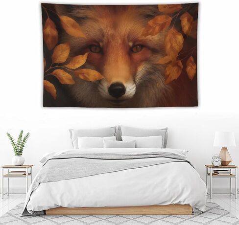 JYOUQOC Fox Animal Autumn Leaves Tapestry Wall Hanging Large Wall Art Decor Flag Backdrop for Bedroom Living Room Dorm 40"×60" in Saudi Arabia