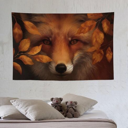 JYOUQOC Fox Animal Autumn Leaves Tapestry Wall Hanging Large Wall Art Decor Flag Backdrop for Bedroom Living Room Dorm 40"×60" in Saudi Arabia