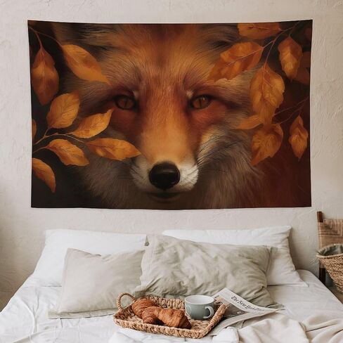 JYOUQOC Fox Animal Autumn Leaves Tapestry Wall Hanging Large Wall Art Decor Flag Backdrop for Bedroom Living Room Dorm 40"×60" in Saudi Arabia