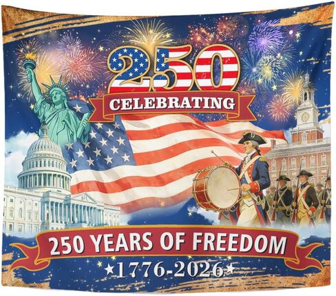 4th of July Tapestry Wall Hanging 250th Anniversary Patriotic Independence Day Memorial Day USA Eagle Statue of Liberty Wall Tapestry for USA America Bedroom Living Blankets Picnic Blankets 60 x 80 in in Kuwait