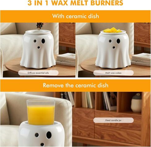 Ceramic Electric Wax Melt Warmer–Electric Candle Warmer Melter for Scented Wax Cubes Cute Ghost Fragrance Oil Burner Halloween Candle Melter Warmer for Home Decor in Saudi Arabia