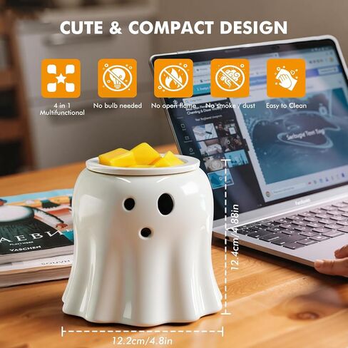 Ceramic Electric Wax Melt Warmer–Electric Candle Warmer Melter for Scented Wax Cubes Cute Ghost Fragrance Oil Burner Halloween Candle Melter Warmer for Home Decor in Saudi Arabia