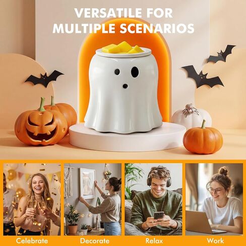 Ceramic Electric Wax Melt Warmer–Electric Candle Warmer Melter for Scented Wax Cubes Cute Ghost Fragrance Oil Burner Halloween Candle Melter Warmer for Home Decor in Saudi Arabia