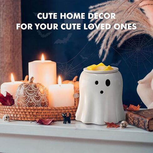 Ceramic Electric Wax Melt Warmer–Electric Candle Warmer Melter for Scented Wax Cubes Cute Ghost Fragrance Oil Burner Halloween Candle Melter Warmer for Home Decor in Saudi Arabia