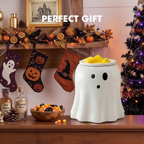Ceramic Electric Wax Melt Warmer–Electric Candle Warmer Melter for Scented Wax Cubes Cute Ghost Fragrance Oil Burner Halloween Candle Melter Warmer for Home Decor in Saudi Arabia