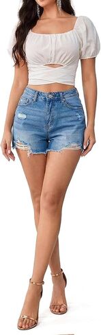 Women's Casual Square Neck Criss Cross Knot Short Sleeve Crop Blouse Shirt Top in Saudi Arabia