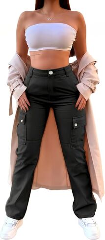 Women’s Cargo Pants with Pockets High Waisted Baggy Casual Pants for Women Lightweight Soft Straight Leg Cargo Pants in Saudi Arabia