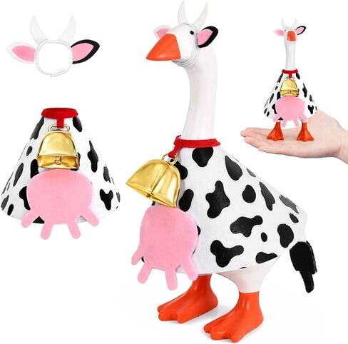 JcHrmers Cow Desk Goose Outfit 7 inch Mini Desktop Goose Clothes Cute Cow Felt Desk Geese Costumes Accessories for Desktop Magnetic Statue Key Holder Office Home Table Decor in Saudi Arabia