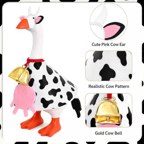 JcHrmers Cow Desk Goose Outfit 7 inch Mini Desktop Goose Clothes Cute Cow Felt Desk Geese Costumes Accessories for Desktop Magnetic Statue Key Holder Office Home Table Decor in Saudi Arabia