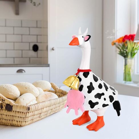 JcHrmers Cow Desk Goose Outfit 7 inch Mini Desktop Goose Clothes Cute Cow Felt Desk Geese Costumes Accessories for Desktop Magnetic Statue Key Holder Office Home Table Decor in Saudi Arabia