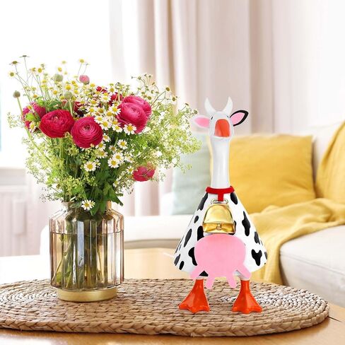 JcHrmers Cow Desk Goose Outfit 7 inch Mini Desktop Goose Clothes Cute Cow Felt Desk Geese Costumes Accessories for Desktop Magnetic Statue Key Holder Office Home Table Decor in Saudi Arabia
