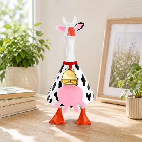JcHrmers Cow Desk Goose Outfit 7 inch Mini Desktop Goose Clothes Cute Cow Felt Desk Geese Costumes Accessories for Desktop Magnetic Statue Key Holder Office Home Table Decor in Saudi Arabia