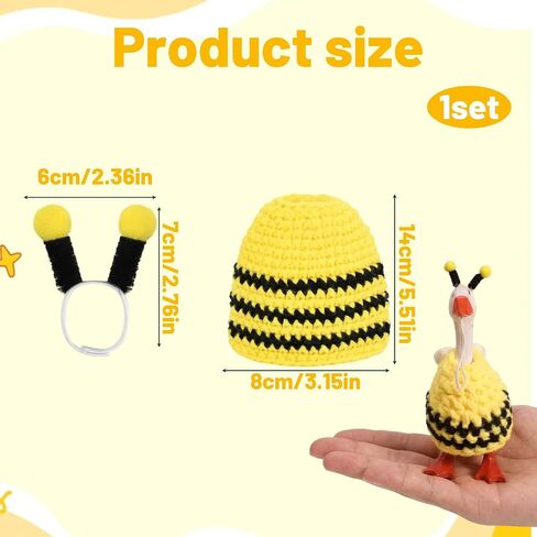 7 Inch Goose Outfits, Bee Costume for Desktop Decor, Knitted Spring with Wings and Antennae, Mini Desk Goose for Office and Home Decoration, 7 Inch Desk Outfits in Kuwait