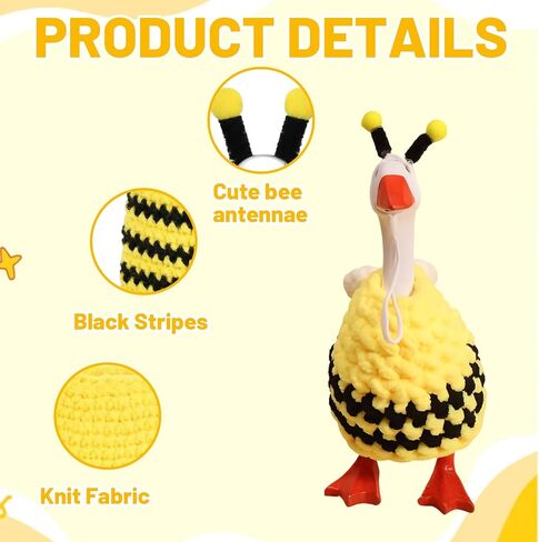 7 Inch Goose Outfits, Bee Costume for Desktop Decor, Knitted Spring with Wings and Antennae, Mini Desk Goose for Office and Home Decoration, 7 Inch Desk Outfits in Kuwait