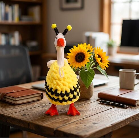 7 Inch Goose Outfits, Bee Costume for Desktop Decor, Knitted Spring with Wings and Antennae, Mini Desk Goose for Office and Home Decoration, 7 Inch Desk Outfits in Kuwait