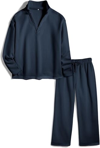 Women's Carmel Tracksuit 2 Piece Set - Patrick Pullover Sweatshirt & Catherine Sweatpants - Casual Lounge Set(Navy,S) in Saudi Arabia