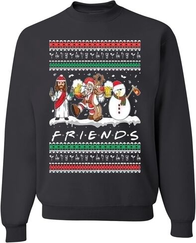الملابس البرية المخصصة مجموعة سترة عيد الميلاد القبيحة 15 قميص من النوع الثقيل الأسود هيذر Crewneck in Kuwait
