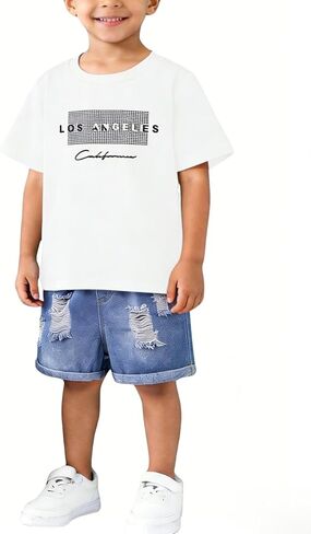 Ayzozuy Tween Boys' 2-Piece Soccer Graphic Outfit Set Summer Casual Crewneck T-Shirt & Shorts Sizes 8-14 in Saudi Arabia