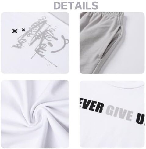 Ayzozuy Tween Boys' 2-Piece Soccer Graphic Outfit Set Summer Casual Crewneck T-Shirt & Shorts Sizes 8-14 in Saudi Arabia