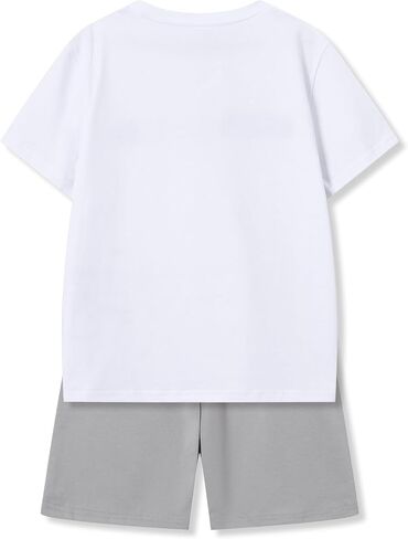 Ayzozuy Tween Boys' 2-Piece Soccer Graphic Outfit Set Summer Casual Crewneck T-Shirt & Shorts Sizes 8-14 in Saudi Arabia