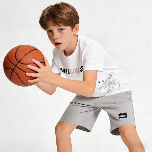 Ayzozuy Tween Boys' 2-Piece Soccer Graphic Outfit Set Summer Casual Crewneck T-Shirt & Shorts Sizes 8-14 in Saudi Arabia