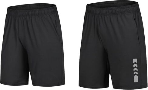 Men's 2 Pcs Athletic Shorts with Pockets Elastic Waistband for Gym Running Workout Activewear Shorts in Kuwait