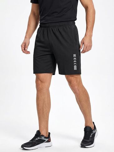 Men's 2 Pcs Athletic Shorts with Pockets Elastic Waistband for Gym Running Workout Activewear Shorts in Kuwait