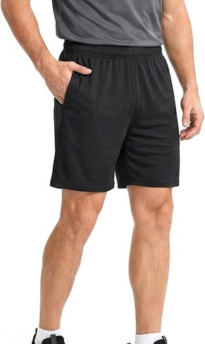 Men's 2 Pcs Athletic Shorts with Pockets Elastic Waistband for Gym Running Workout Activewear Shorts in Kuwait