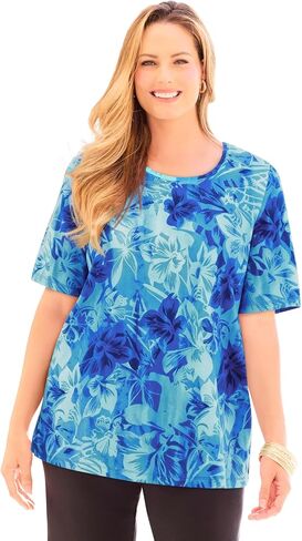 Catherines Women's Plus Size Suprema Short Sleeve V-Neck Tee in Kuwait
