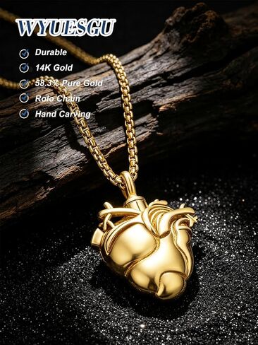 Cremation Urn Necklace for Ashes 14K Gold Keepsake Pendant, Memorial Jewelry Gifts for Loss of Someone with 2.5mm 22"+2" Rolo Chain in Saudi Arabia