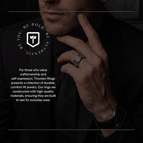 Thorsten TANTALUS Beveled Edge Titanium Ring with White Carbon Fiber Inlay - 8mm in Kuwait