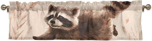 Valance Curtain Watercolor Raccoon Print, Curtains Valances for Kitchen Living Room Bedroom Window 54x18 in in Saudi Arabia