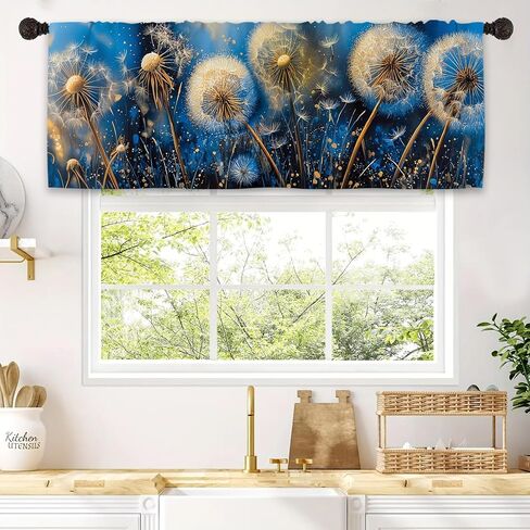 Vintage Rustic Flower Kitchen Valance Curtains, Farmhouse Blossom Light-Filtering Window Treatment, Retro Country Botanical Plant Rod Pocket Drapes Valance (1 Panel, 54 x 18 in) in Kuwait