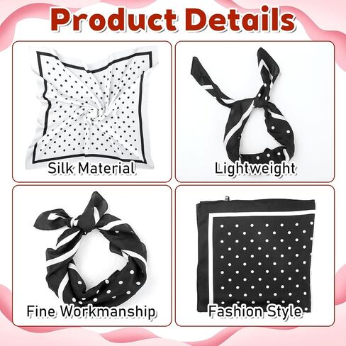 2Pack Satin Scarf for Women 28 Inch Silk Like Hair Wrap Polka Dot Bandana in Saudi Arabia
