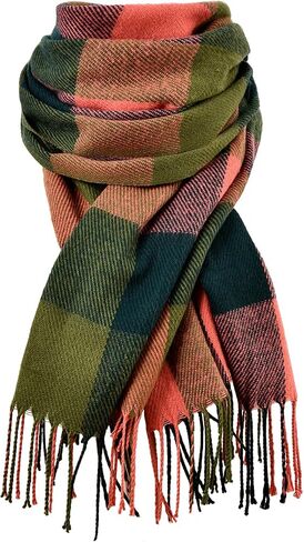 Scarf for Women, Women's Fall Winter Scarfs, Cashmere Feel Blanket Scarf, Classical Scottish Checked Long Shawl Wraps in Saudi Arabia