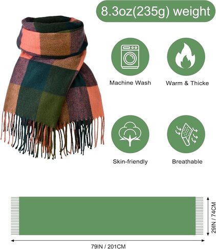 Scarf for Women, Women's Fall Winter Scarfs, Cashmere Feel Blanket Scarf, Classical Scottish Checked Long Shawl Wraps in Saudi Arabia
