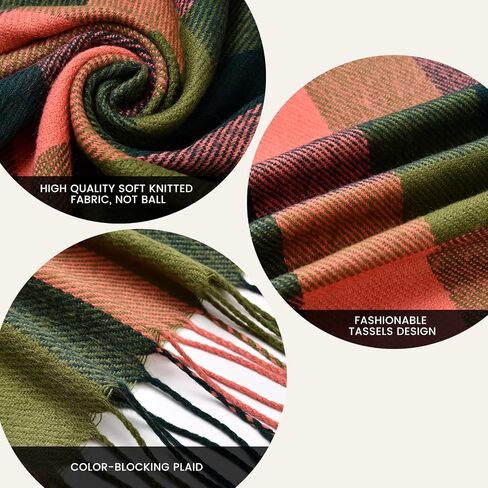 Scarf for Women, Women's Fall Winter Scarfs, Cashmere Feel Blanket Scarf, Classical Scottish Checked Long Shawl Wraps in Saudi Arabia