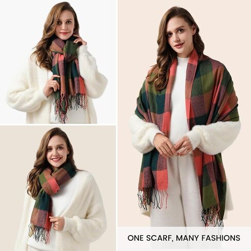 Scarf for Women, Women's Fall Winter Scarfs, Cashmere Feel Blanket Scarf, Classical Scottish Checked Long Shawl Wraps in Saudi Arabia
