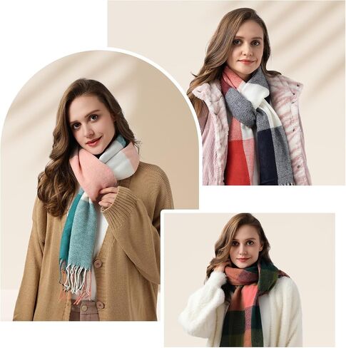 Scarf for Women, Women's Fall Winter Scarfs, Cashmere Feel Blanket Scarf, Classical Scottish Checked Long Shawl Wraps in Saudi Arabia
