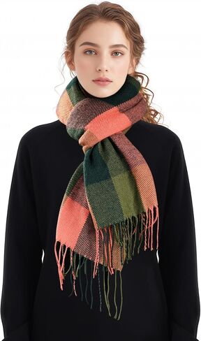Scarf for Women, Women's Fall Winter Scarfs, Cashmere Feel Blanket Scarf, Classical Scottish Checked Long Shawl Wraps in Saudi Arabia