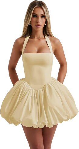 Halter Homecoming Dresses 2026 Satin Corset Ball Gown Square Neck Bud Hem Short Party Dress in Saudi Arabia