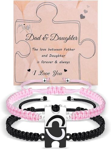 VGWON Mother Daughter Bracelets,Dad Daughter Bracelets Adjustable Jigsaw Puzzle Jewelry for Women Men as Mother's Day Father's Day Anniversary Birthday Gifts in Saudi Arabia