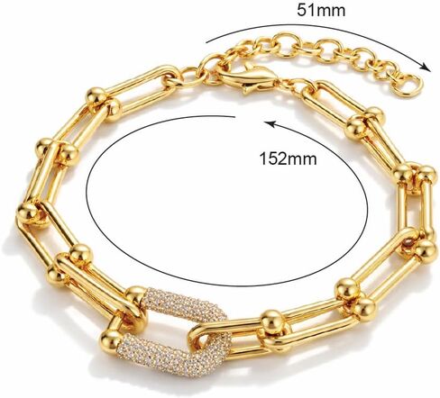 SWEET PEEPS 18K Gold Plated Paperclip Link Bracelet for Women, Pavé CZ Statement Bracelet in Saudi Arabia