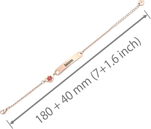 Medical ID Adjustable Silver&Rose Gold Stainless Steel Alert Jewelry with Star of Life Symbol Emergency Awareness Bracelet for Women Men in Kuwait