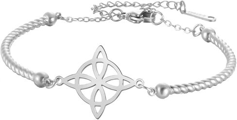 الساحرات عقدة سوار سلتيك عقدة الثلاثي آلهة خلخال نودو دي بروجا حظا سعيدا Triquetra Trinity Wiccan تميمة مجوهرات الأيرلندية هدايا ساحرة للنساء in Kuwait