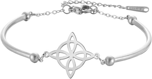 الساحرات عقدة سوار سلتيك عقدة الثلاثي آلهة خلخال نودو دي بروجا حظا سعيدا Triquetra Trinity Wiccan تميمة مجوهرات الأيرلندية هدايا ساحرة للنساء in Kuwait