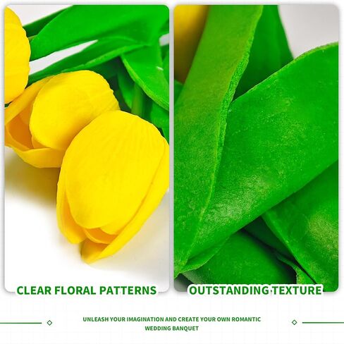 LUOKER Tulips Artificial Flowers, 15Pcs Fake Flowers, Real Touch PU Faux Tulip Bouquet with Stems,for Home Decor, Wedding, Party, Vase Arrangement, DIY Floral Crafts in Saudi Arabia